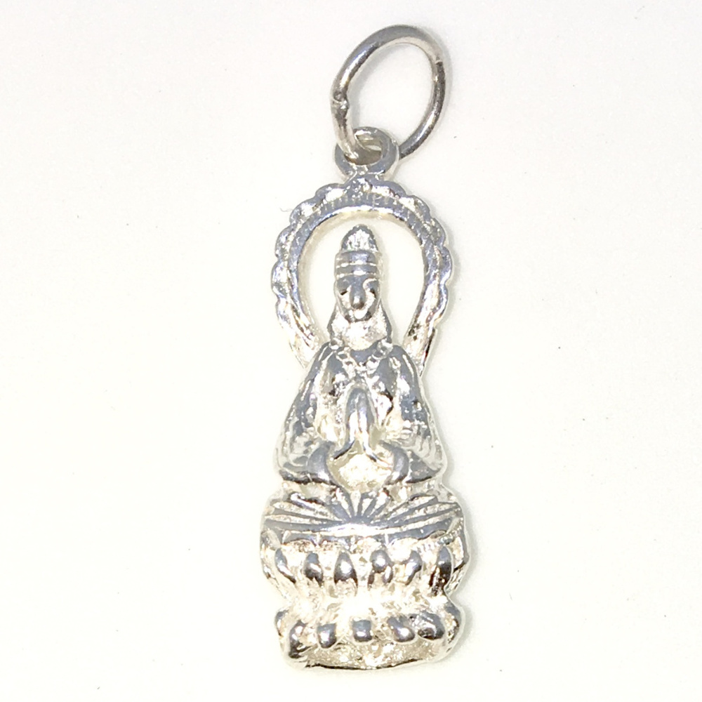 Silver Medium Pendant with 3D praying Guanyin